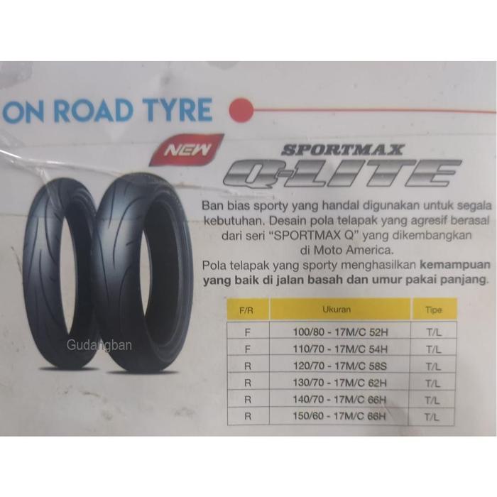 Dunlop Sportmax Qlite 90 80 17 Ban Luar Motor Bebek Tubeless Free Pentil Ring 17 - Asli