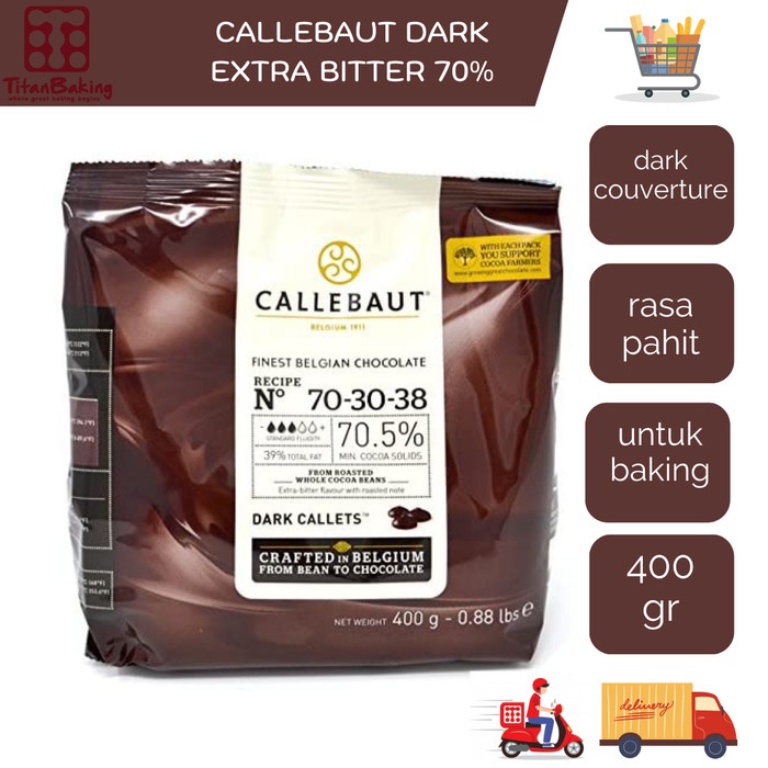 

Tersedia Callebaut Dark Extra Bitter 70% 400gr /Coklat Courveture