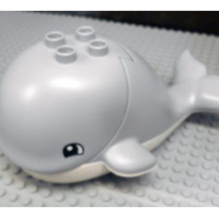 DUPLO ANIMAL LEGO MINIFIGURE BIG WHALE BINATANG IKAN PAUS PUTIH ABU KODE 563