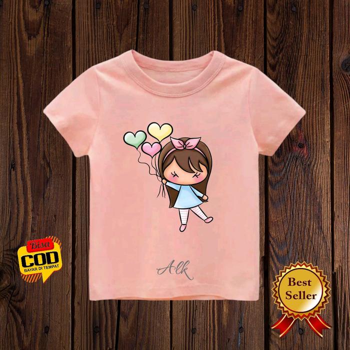 KAOS ANAK PEREMPUAN BAJU ATASAN ANAK PEREMPUAN MOTIF CEWE BALON