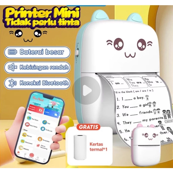 Mini Cute Thermal Printer Bluetooth Portable Label Printer Picture Foto Receipt Barcode Memo Printer