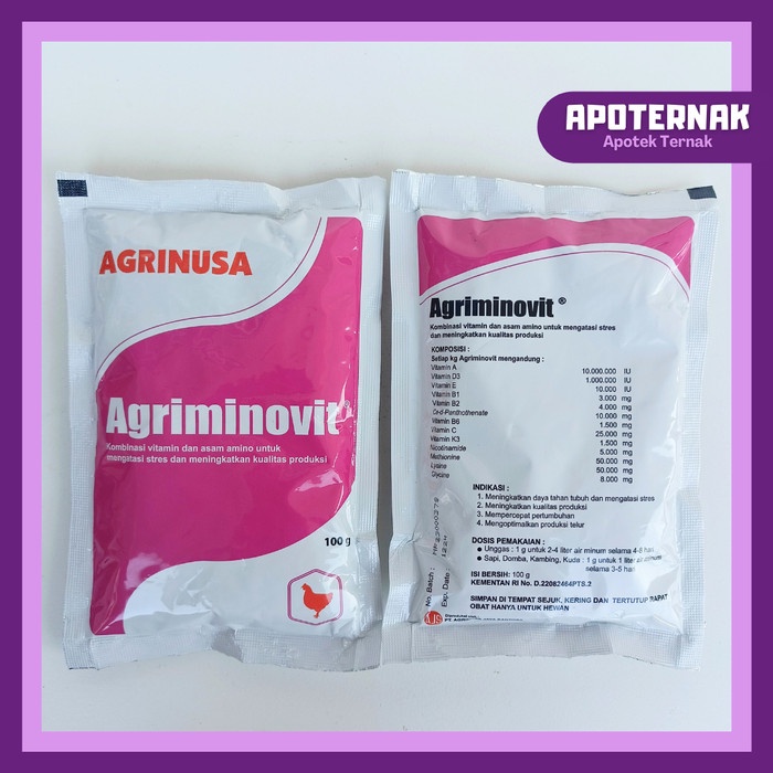 Product Laris Agriminovit 100 Gr Multivitamin Asam Amino Sapi Kambing Kuda Unggas
