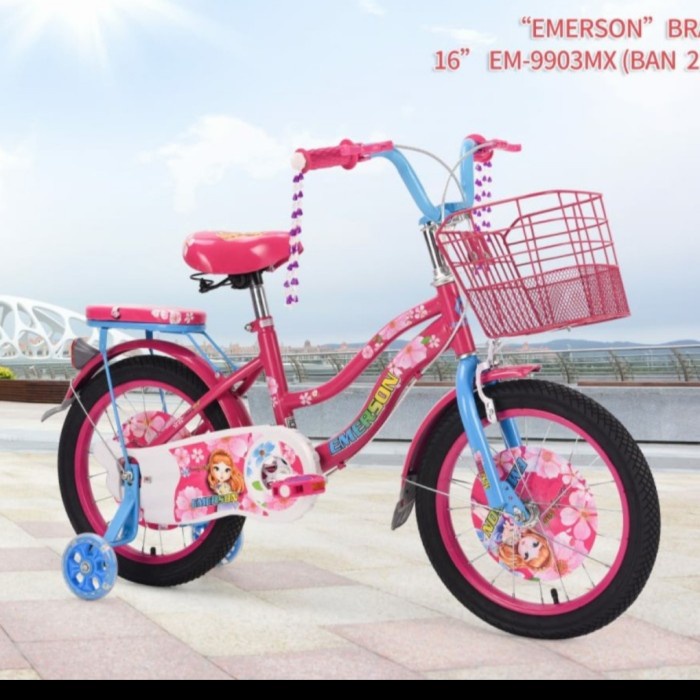 Sepeda Anak Mini Perempuan 12" Emerson keranjang besi murah