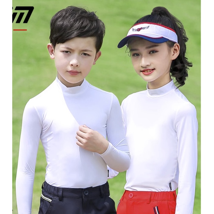 PGM Kids Boys Golf Shirt Ice Silk Baju Golf Anak Girl Golf Shirt UPF40