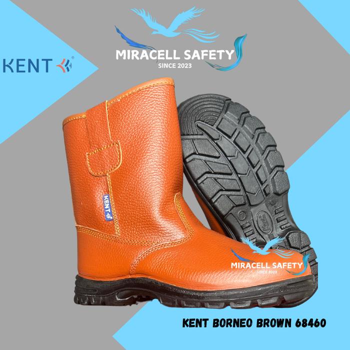 (BONUS KAOS KAKI) SEPATU SAFETY KENT BORNEO BROWN / COKLAT 68460 Shoes Besi
