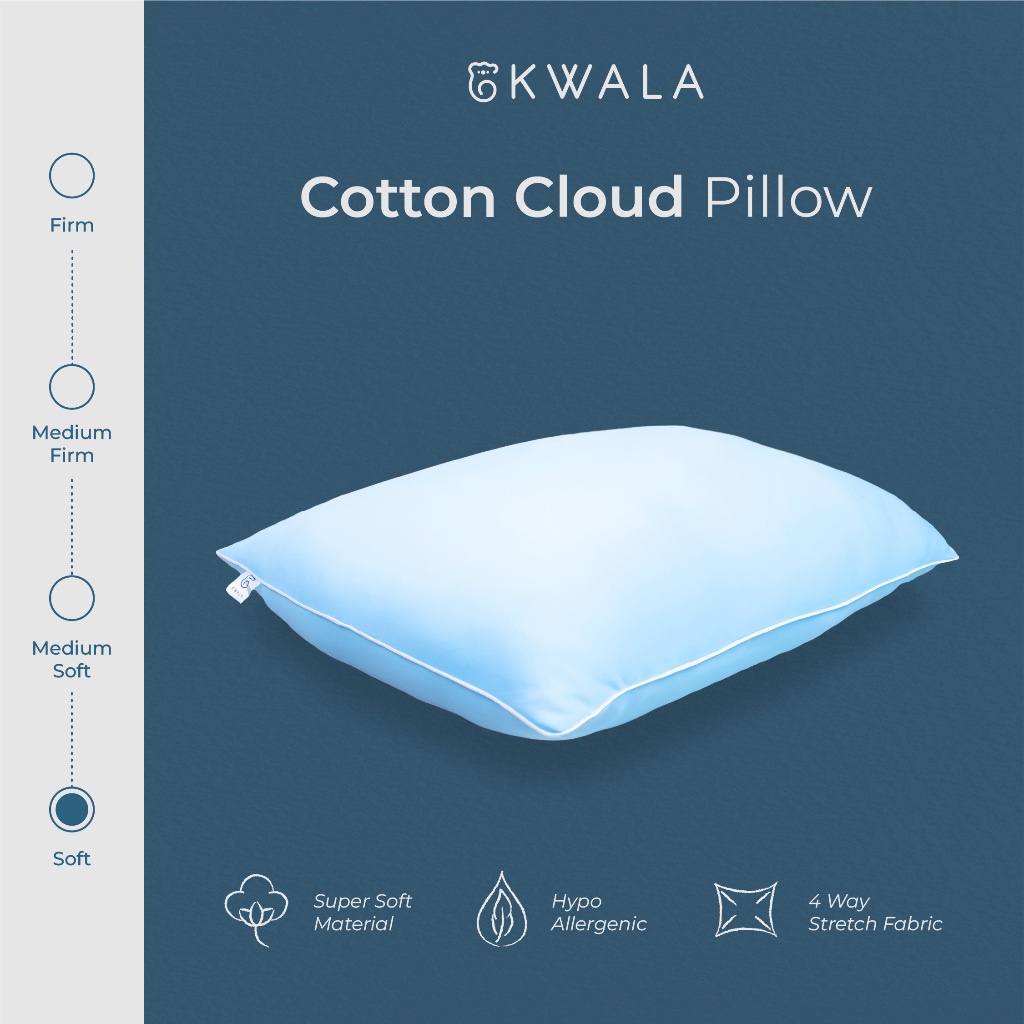 KWALA Cotton Cloud Pillow Bantal Soft Bantal Anak Bantal Bulu Angsa Sintetis Bantal Hotel Bantal