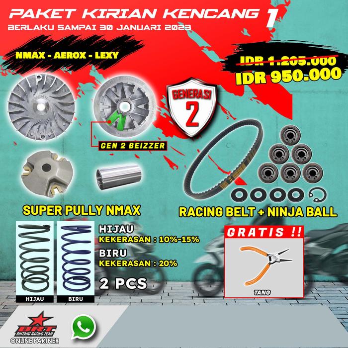 Paket Kirian Brt Super Pully Yamaha Nmax/Aerox/Lexi