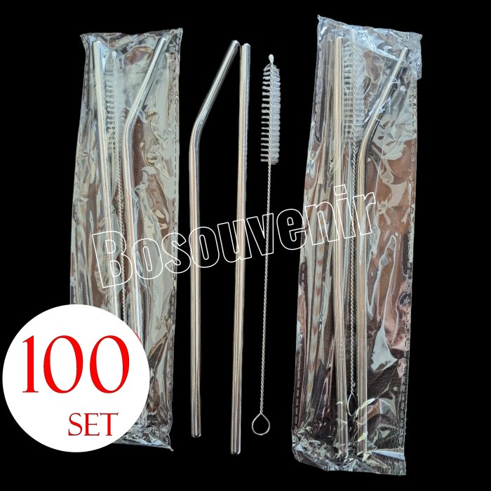 Souvenir Pernikahan Sedotan Stainless set