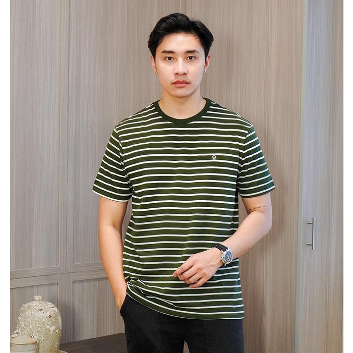 MATSUDA T SHIRT PRIA KAOS STRIPE NANTAN HIJAU OLIVE WHITE