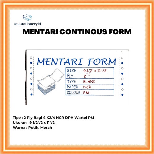 

Ready Stock Kertas Continuous/Continous Form 2 Ply Bagi 4 2Rangkap K2/4 Wartel Ncr Cod