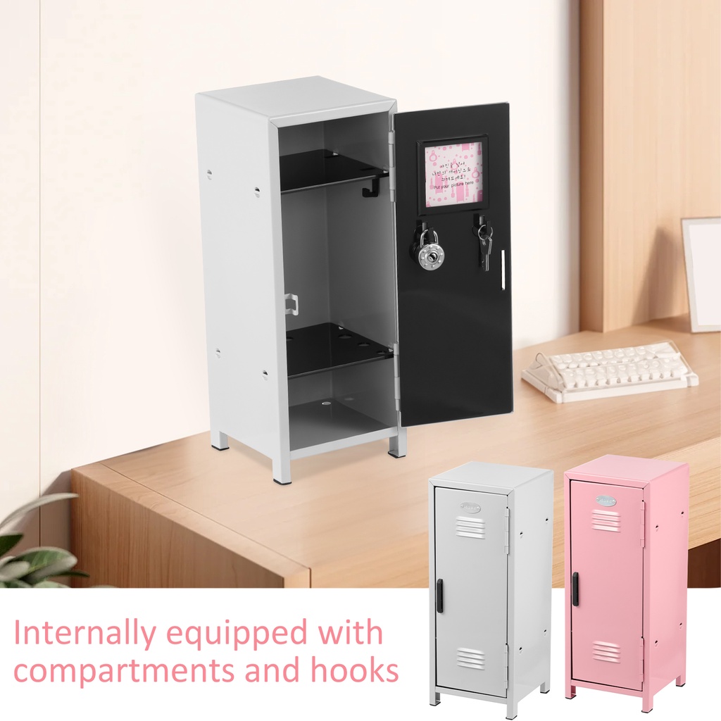 Mini Locker Rustproof Locker Storage Cabinet with Lock and Key Practical Storage Locker with 3 Compa