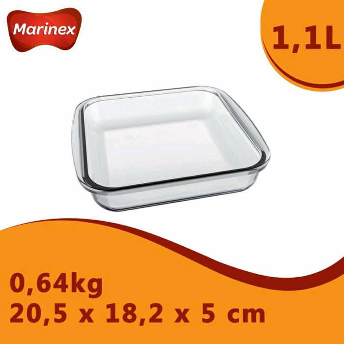MARINEX Loyang Kaca Persegi 1.1L/ Loyang Kaca Persegi MARINEX 6221