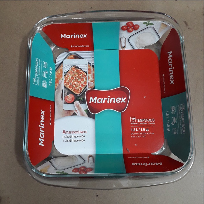 LOYANG PIRING KACA MARINEX 22CM SEGI EMPAT 1.8L PYREX PIREX MICROWAVE