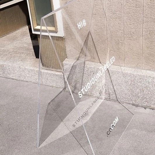 

sign board akrilik arah direktori lipat berdiri segitiga lantai bening