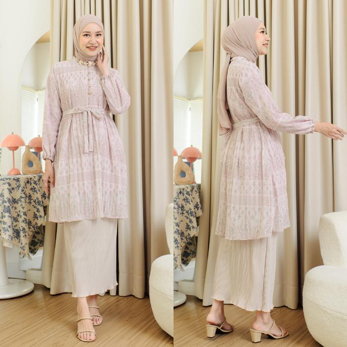 Elsa Long Tunic Pleated Long Tunic Atasan Plisket Wanita Premium Tunic Korean Look Lebaran Idul