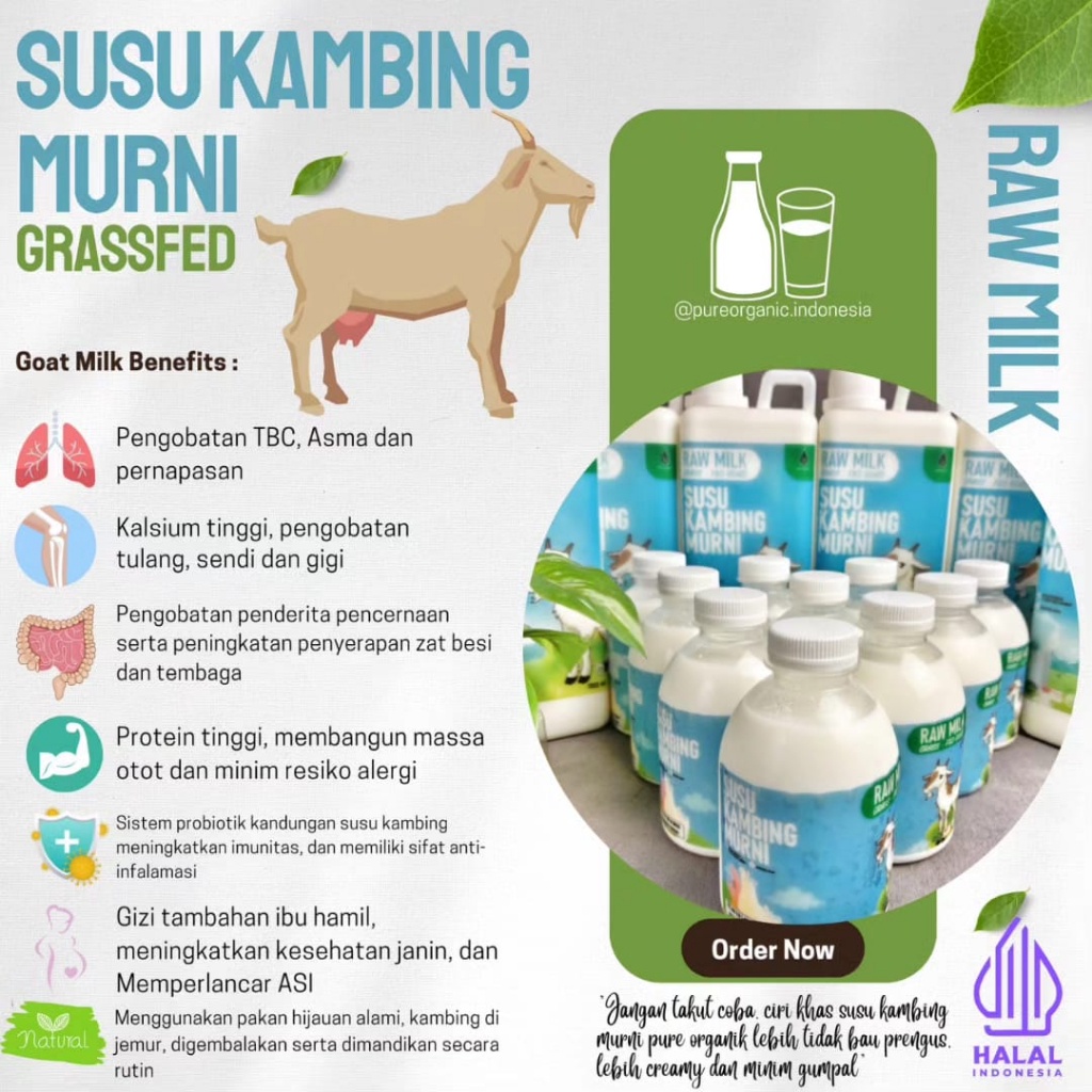 

DEPOK Susu Kambing Cair Raw Murni Segar grassfed organik by PURE ORGANIC