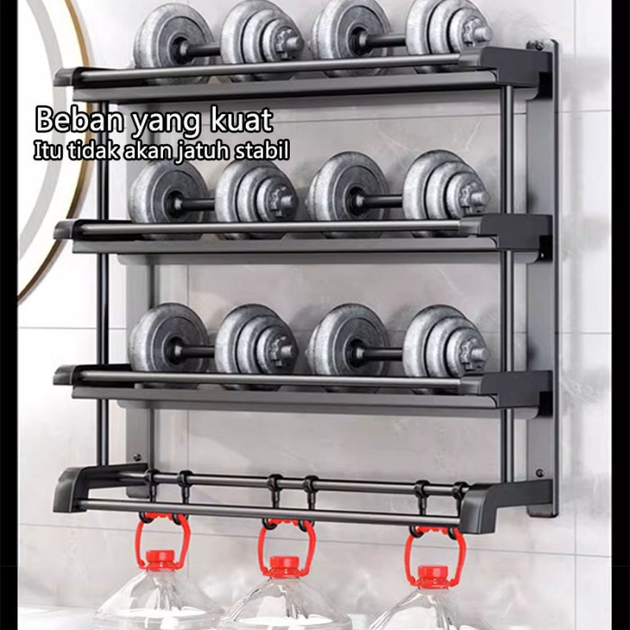 Furni - Rak Kamar Mandi Dinding Hitam Rak Handuk Kamar Mandi Stainless