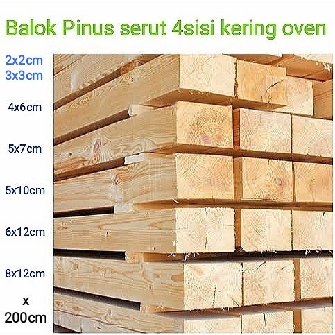 JJyoi- Balok kayu Pinus serut 4sisi kering oven bukan Jati Belanda bekas peti