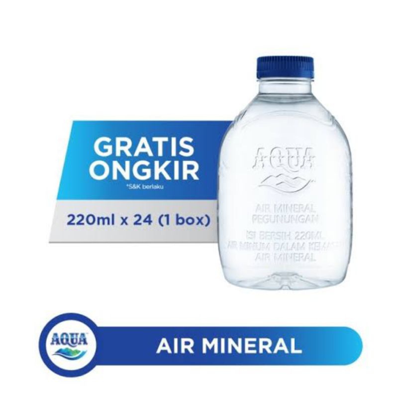

1dus Aqua 220ml mini, botol mini, Aqua cube isi 24 botol