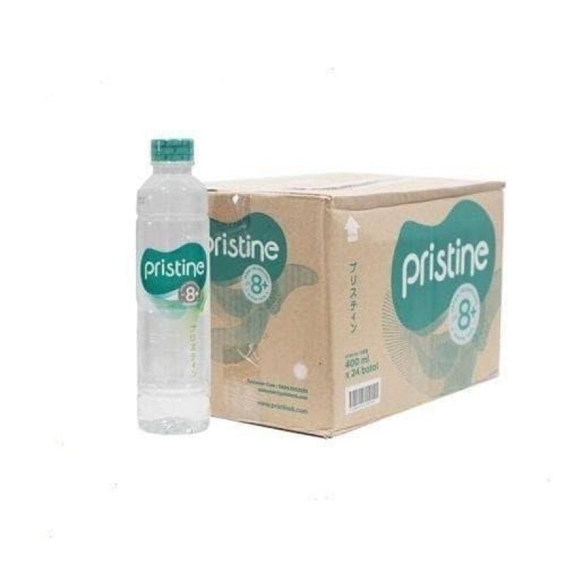 

Minuman Kemasan PH Air Mineral Pristine 8+ 8.6 400ML 400 m 1 dus karton Isi 24 Botol