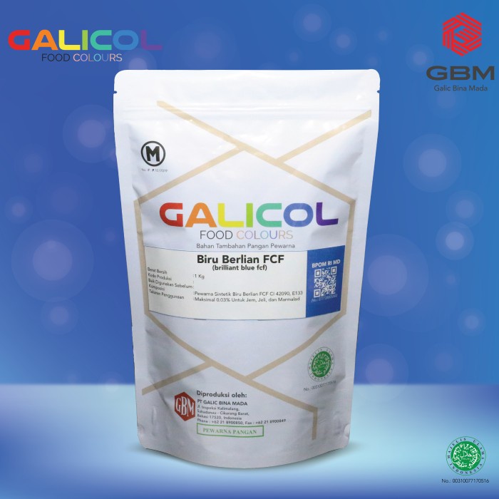 Pewarna Makanan Biru Berlian FCF Merk Galicol CI 42090 - Packaging 1Kg