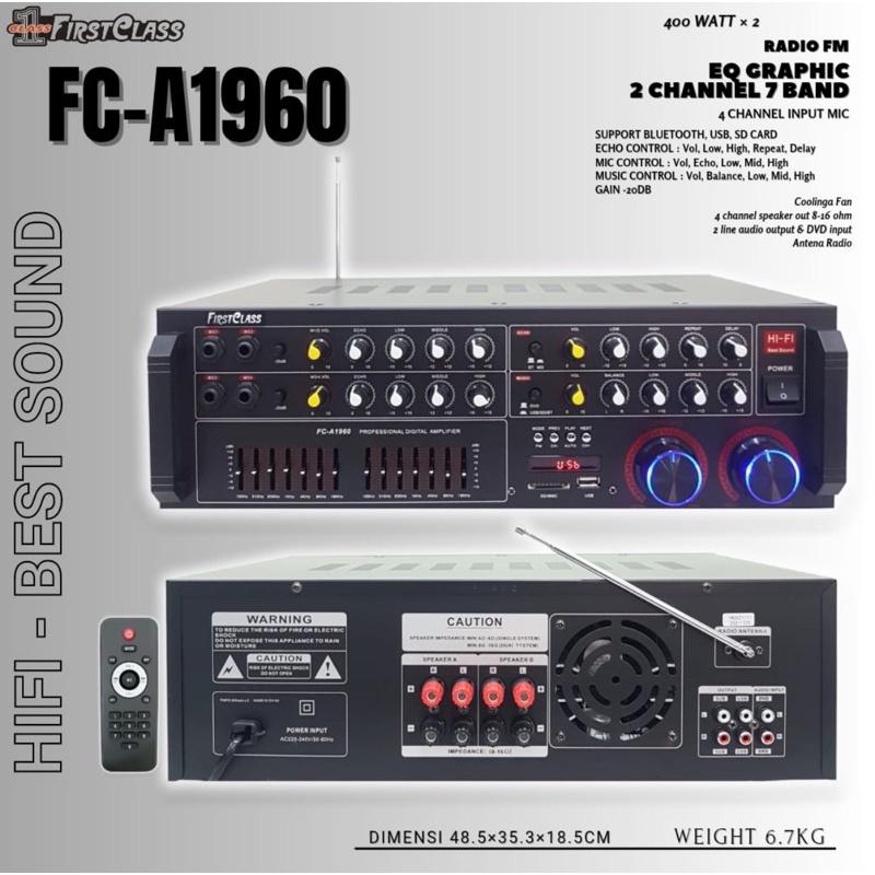 Amplifier Karaoke Firstclass FC A1960 / FCA 1960 Bluetooth New Product