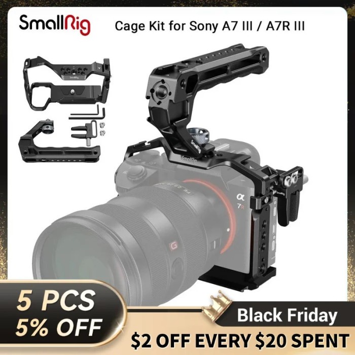 SmallRig A7 III / A7R III Cage Kit with Top Handle HDMI Cable for