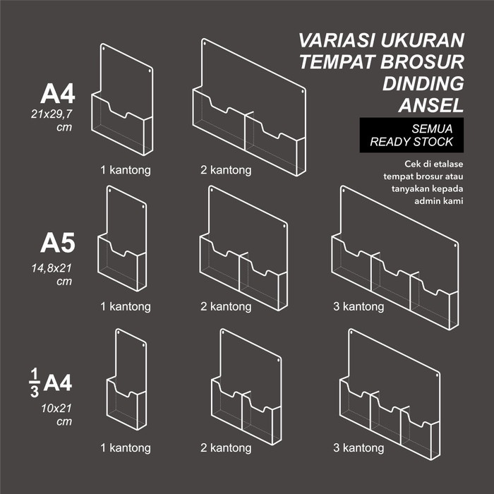 

BARANG TERLARIS Tempat Brosur Akrilik Dinding Gantung Holder - 2 Kantong A4 - Tipe D2