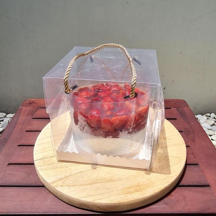 JTTOP" BOX MIKA KOTAK / BOX MIKA HANDLE TALI EMAS 22X22 / BOX KUE MIKA 20X20