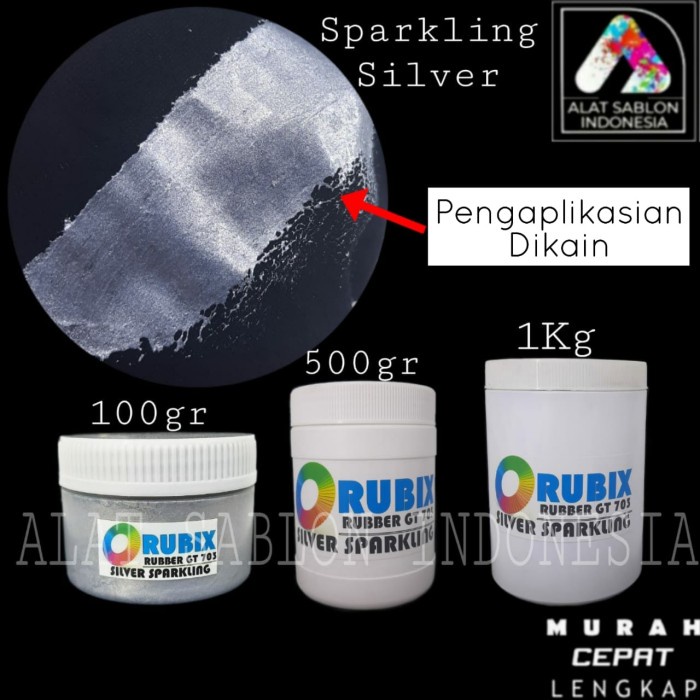 

Cat Sablon Pasta Rubber Silver Sparkling 703 Water Based 500Gr Promo