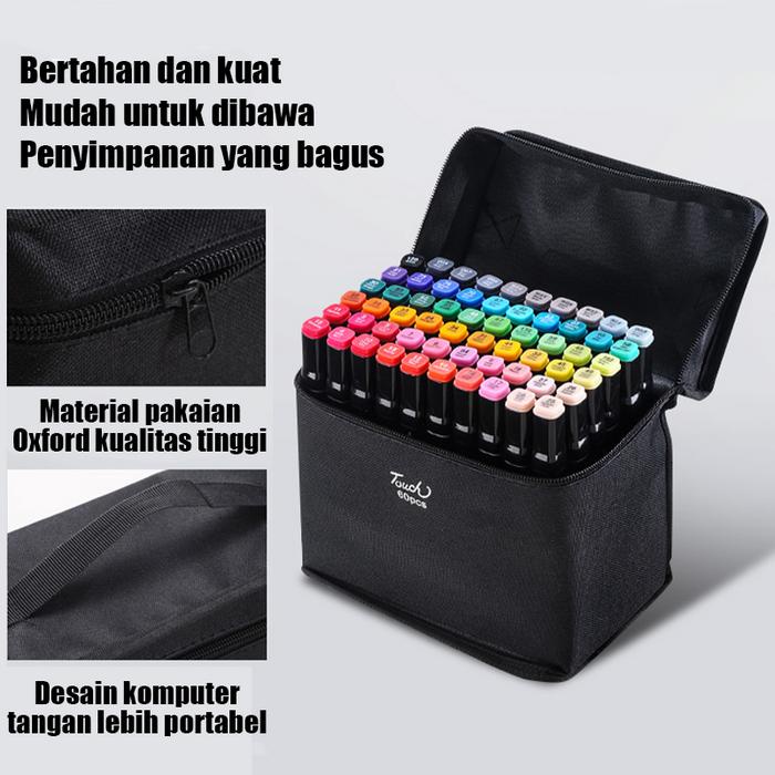 

Touch Marker 60/80/120/168 Warna Dual Tip Plastik Kuat Stationery Art & Sketsa New
