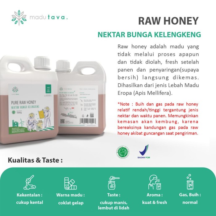 

BARANG TERLARIS Madu Murni Asli Tava Nektar Kelengkeng 1kg 100% Pure Raw Honey Alami