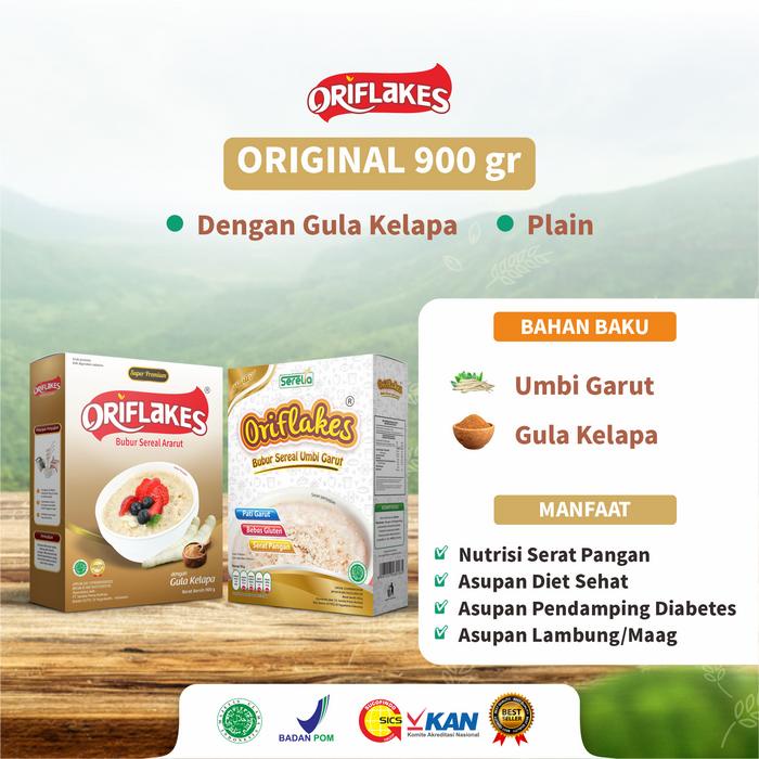 

Ready Stock Oriflakes Sereal Umbi Garut Low Sugar 900 Gr - Gluten Free, Granola, Oatmeal, Kering