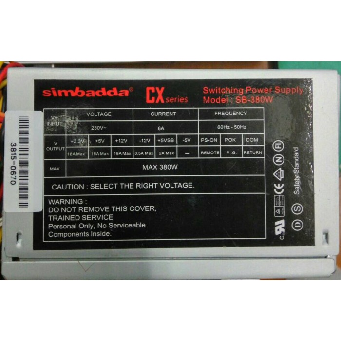 Psu simbadda mini itx 380watt oem
