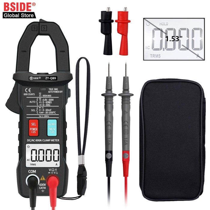 BSIDE Digital Clamp Meter TRMS 6000 Counts Current 600A AC DC Auto