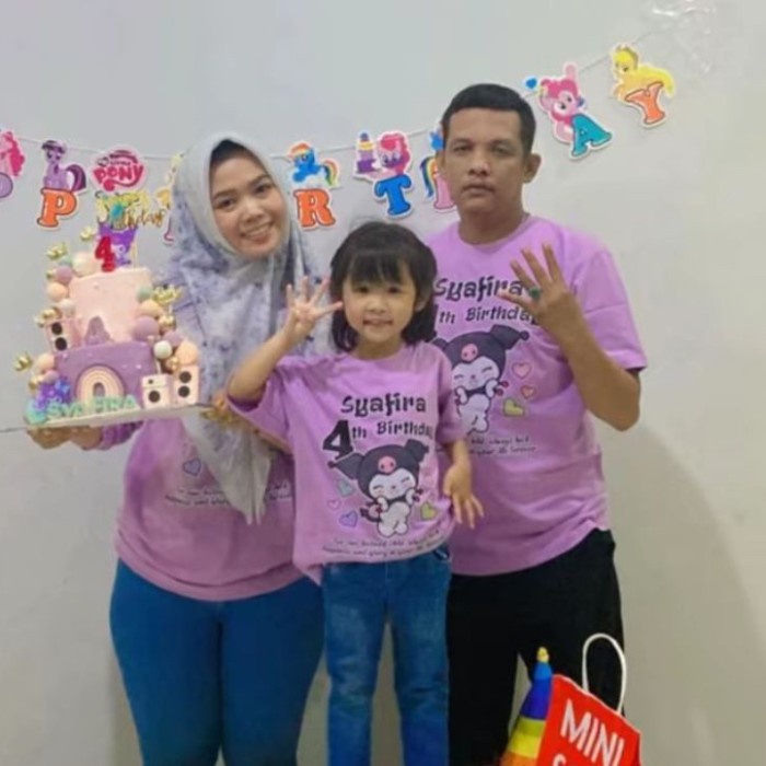 KAOS KUROMI ULTAH ANAK BAHAN KATUN COMBED FREE REQUEST DESIGN SABLON DTFF HIGH QUALITYTU