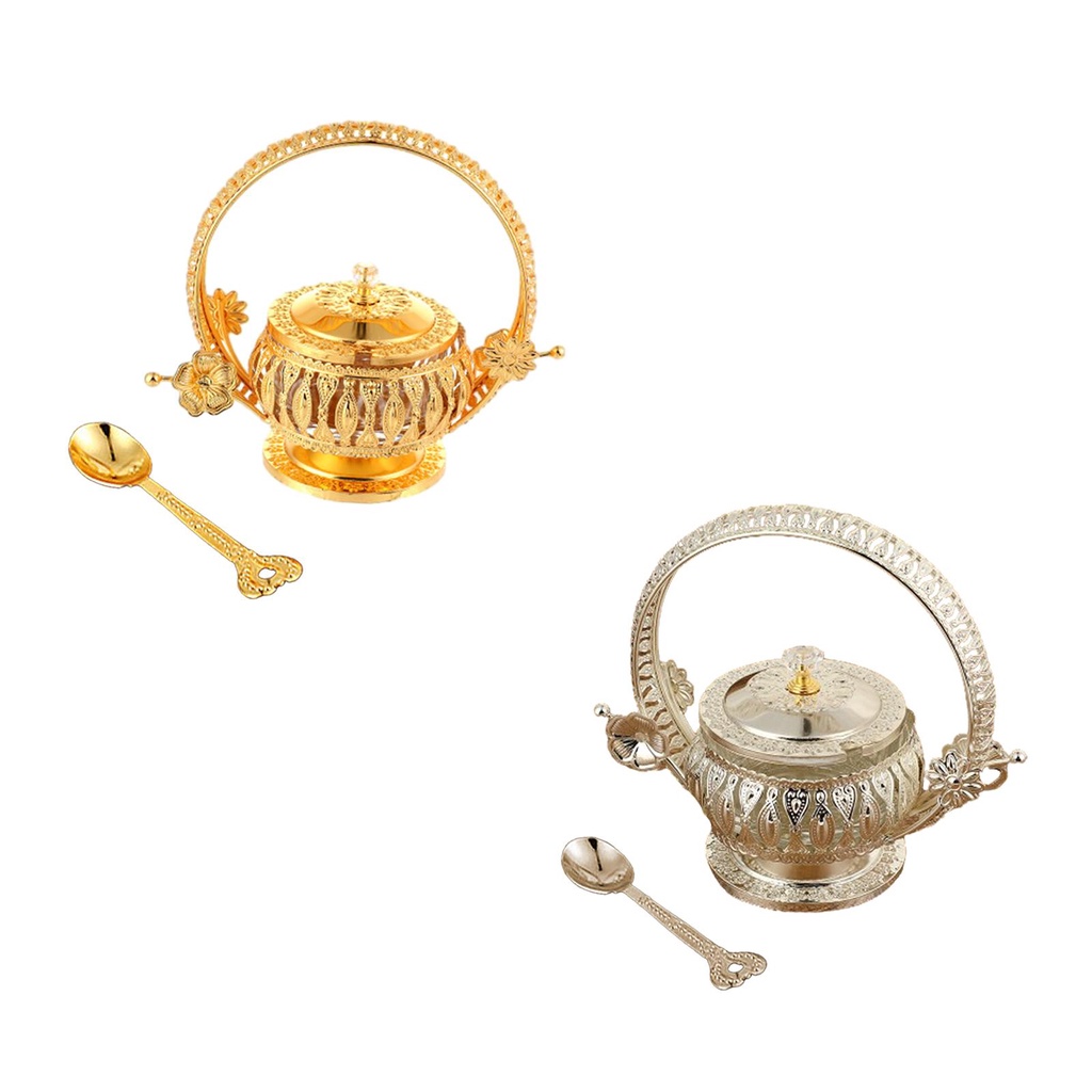 Pepper Jar Iron Glass Multipurpose Luxury Condiment Canister Seasoning Box for Coffee Bar Sugar Kitc