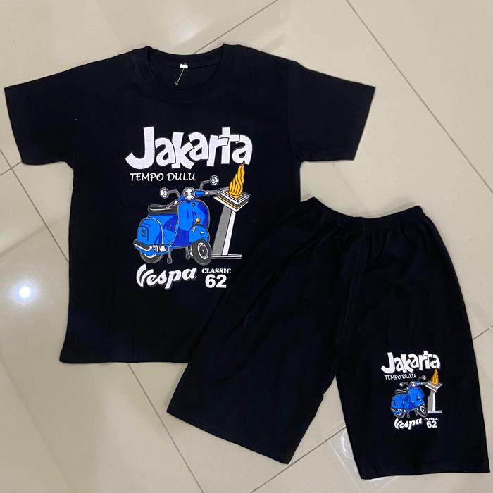 SETELAN KAOS ANAK JAKARTA VESPA 1-9 TAHUN KAOS WISATA ANAK BAJU JAKARTA ANAK