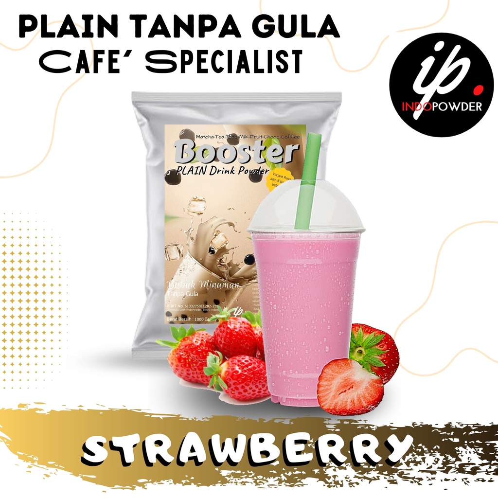 

IP Kendal - Bubuk Minuman TANPA GULA / PLAIN Rasa STRAWBERRY 1Kg Untuk Cafe, Resto & Usaha Minuman