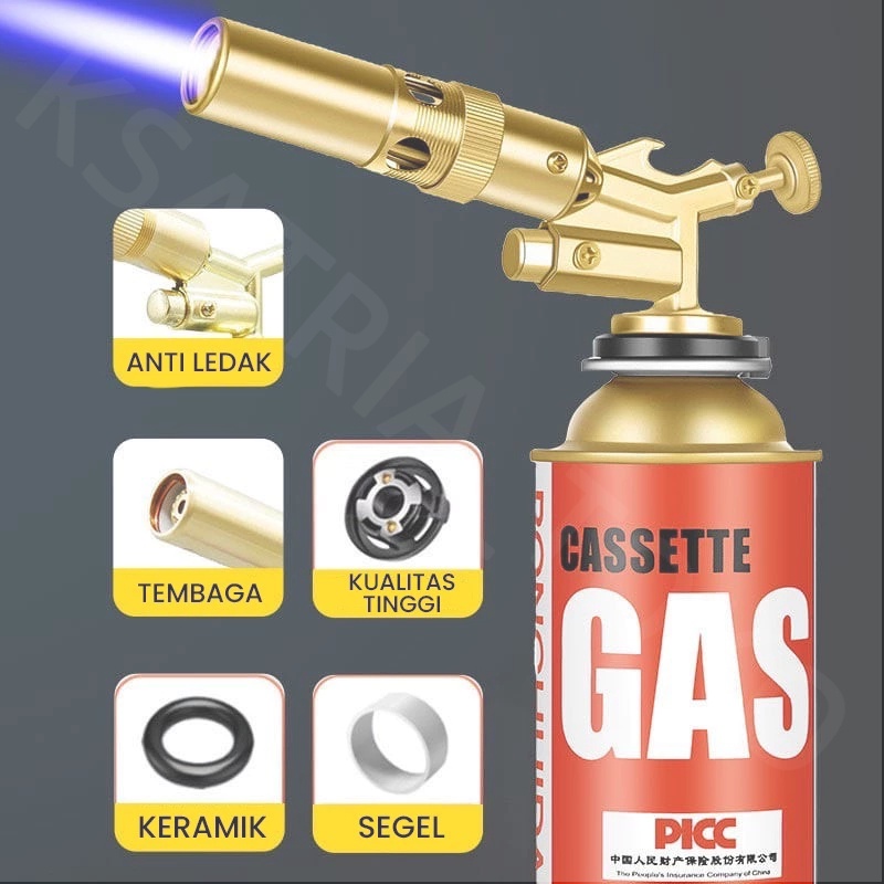 HJK Portable Flame Gun Gas Torch Blow Torch Kepala Las Manual Kuningan Dual Api Kepala Las Manual