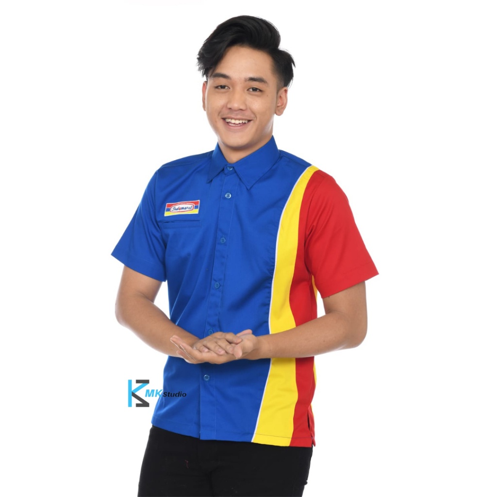 Terlaris Baju Indomaret Lengan Pendek/Seragam Kasir Indomaret/Baju Kerja Pria Lengan Pendek/Seragam