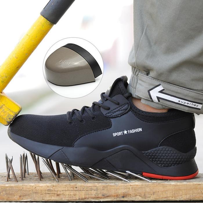 Profesional Kulit Asli Sepatu Safety Boots Pria Safety Ujung Besi Kerja Sneaker Proyek Shoes