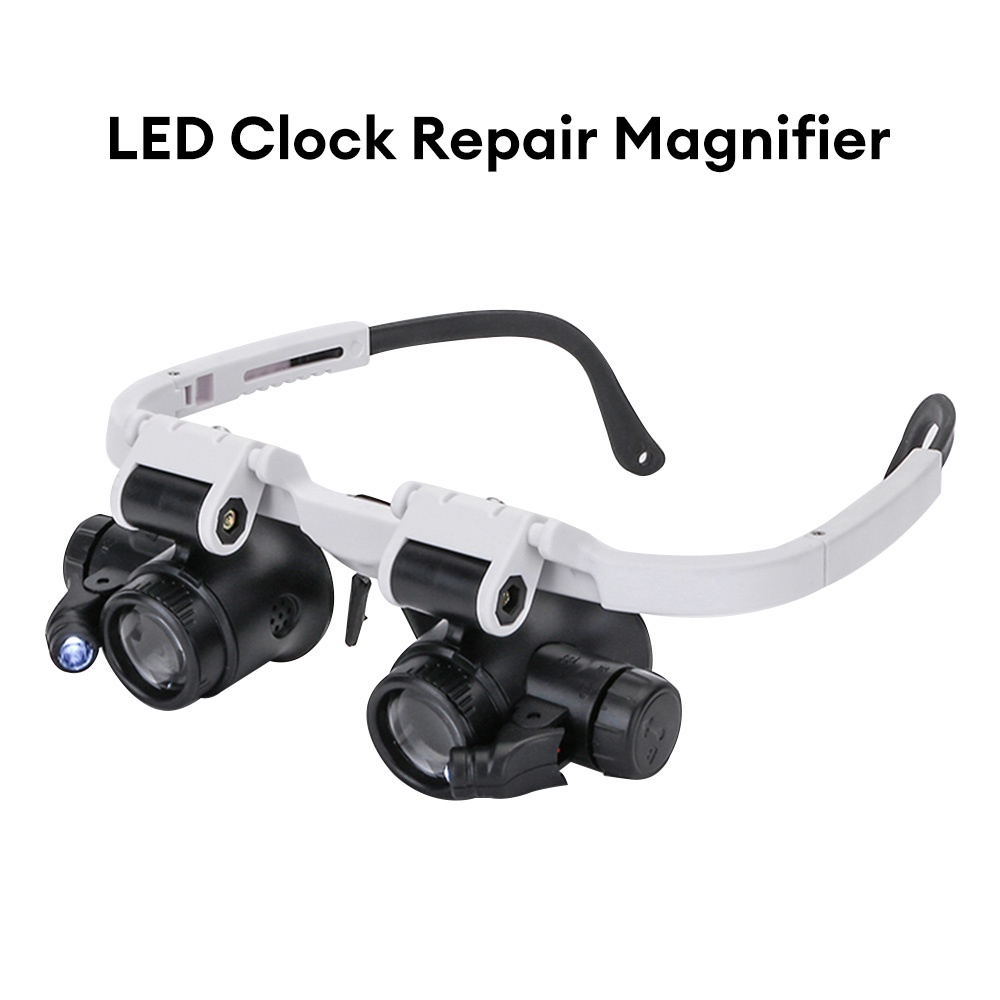 Head-Mounted Microscope Telescopic Jeweler Magnifier 8x 15x 23x Magnifying Glass 2 Led Lights Magnif