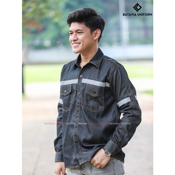 Baju Kemeja Wearpack Jeans Safety K3 Lengan Panjang HITAM