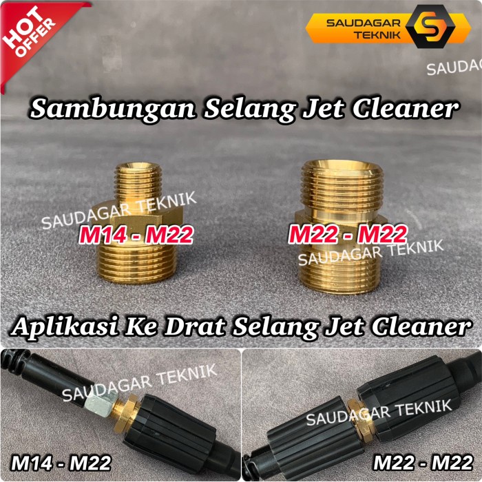 Promo Nepel Adaptor Sambungan Selang Jet Cleaner Drat M14 Ke M22 Penyambung Terlaris