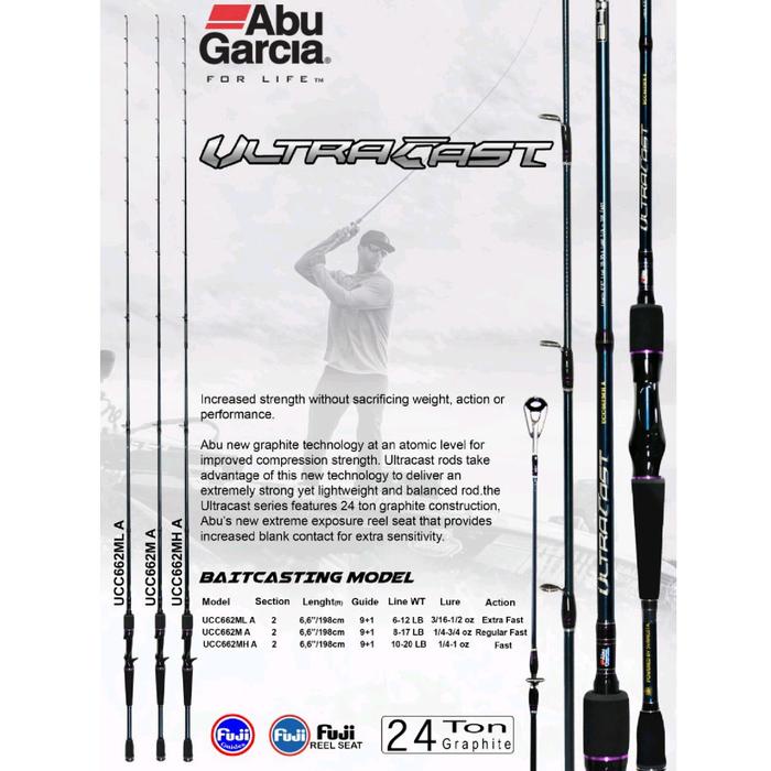 ABU GARCIA ULTRACAST SPINNING-BAITCASTING ROD CARBON 24TON Diskon