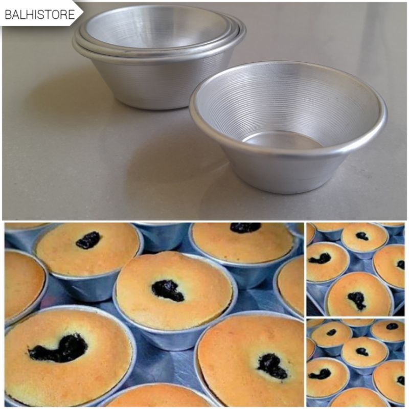 HJE 12pcs Cetakan Bolu Kukus / Cetakan Kue Egg Tart Aluminium / Kue Putu Belanda Muffin Cupcake