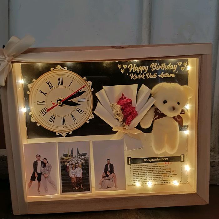 Diskon Frame 3D Bingkai Foto Jam Kado Ulang Tahun / Anniversary/ Wedding Cod