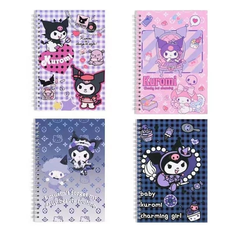 

(1pcs) notes jurnal notes spiral karakter a5 anak kuromi momo sanrio lucu