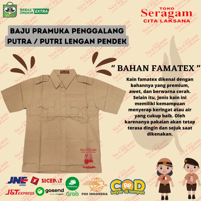 Baju Pramuka Penggalang / Penegak Putra Laki Lengan Pendek SD SMP SMA